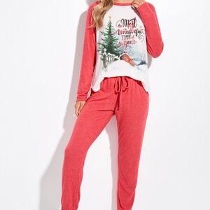 Christmas pajamas Phil love winter scene  lounge‎ wear Christmas set